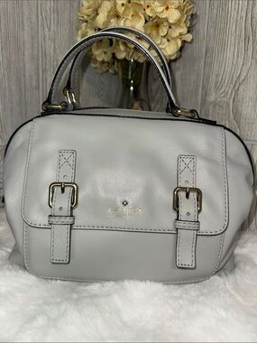 kate spade Allen Street Raquelle  light gray leather satchel with gold hardware
